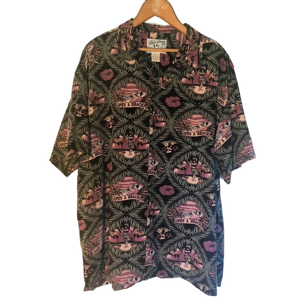 Authentic Big Dogs Shirt XL Life's A Beach Hula